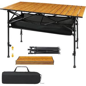 Campingtafel met Opbergmandje - Verstelbare Hoogte - 90 x 53 cm