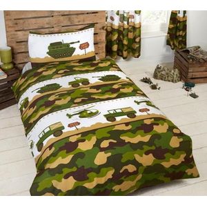 Peuter / junior dekbedovertrek leger (voertuigen)