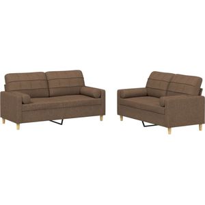vidaXL 2-delige Loungeset met kussens - Bruin Loungeset - Tuinmeubelen - Buitenkamer - Loungehoek - Relaxstoel