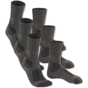 Bundel 3 paar Falke TK1 Wandelsokken Dames - Extra Gevoerde Zool - Warmte- en Vochtregulerend - Ideaal Voor Bergtochten, grijs 35-36