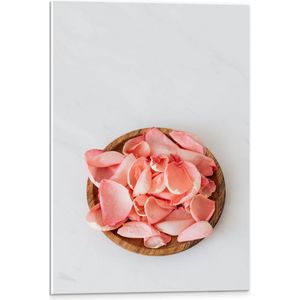 PVC Schuimplaat- Houten Schaaltje Vol Bloemblaadjes - 40x60 cm Foto op PVC Schuimplaat