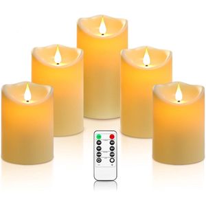 LED-kaarsen, LED Candles Batterij Kaars Hoogte 10cm × 2, 13.5cm × 2, 16.5cm × 1; Doorsnee 8cm; 5 STKS Nieuwste Stijl Batterij Kaars