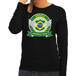 Zwart Brazil drinking team sweater zwart dames -  Brazilië kleding XL