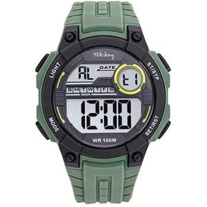 Tekday-Digitaal horloge-Groen Silicone band-waterdicht-sporten/zwemmen-43MM-Sportief