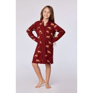 Woody Slaapkleedje donkerrode ponyprint - maat 152/12J
