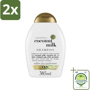OGX - Coconut Milk - Shampoo - Voedend - Tropische Geur - 385 ml - Voordeelverpakking - 2 stuks - Kokosmelk shampoo - Voedend haar