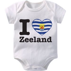 Hospitrix Baby Rompertje met Tekst I Love Zeeland"" | 0-3 maanden | Korte Mouw | Cadeau voor Zwangerschap | Provincies Nederland | Zeeland | Bekendmaking | Aankondiging | Aanstaande Moeder | Moederdag