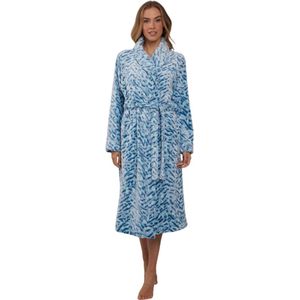 Dames badjas met panterprint - turquoise badjas fleece - Zacht & warm - Pastunette badjas voor dames - maat 2XL (52-54)