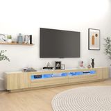 The Living Store TV-meubel Sonoma Eiken - 300x35x40 cm - Met RGB LED-verlichting