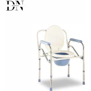 Deniva - Opvouwbare Toiletstoel voor Senioren – In Hoogte Verstelbaar – Met Emmer, Deksel & Armleuningen – 150 kg Draagvermogen – Wit