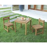 Tuinset voor kinderen - vierkante tafel 65x65cm en 2 stoelen - houten - voor kinderen