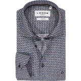 Ledub - Modern Fit - Overhemd - Donkerblauw Dessin - Strijkvriendelijk