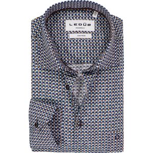 Ledub - Modern Fit - Overhemd - Donkerblauw Dessin - Strijkvriendelijk