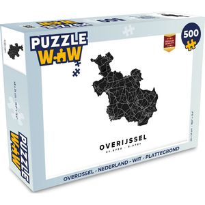 Puzzel Overijssel - Nederland - Wit - Plattegrond - Legpuzzel - Puzzel 500 stukjes - Stadskaart
