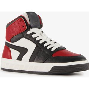 Groot hoge leren jongens sneakers rood zwart - Maat 29 - Uitneembare zool