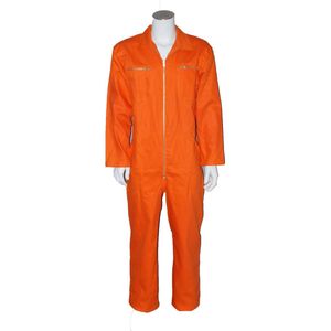 Overall 100% katoen met rits oranje maat 54