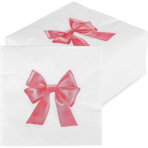 100pcs Pink Bow Napkins, 12.5x12.5cm 2-Layer Baby Shower Napkins for Girls Coquette Bowknot Theme Party Decorations for Birthday Cute Bachelor Party Bridal Party Supplies