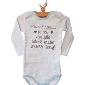 Rompertje - Blauw Roze - Met Tekst - 100% Katoen