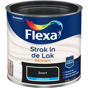 Flexa Strak in de Lak - Watergedragen - Zijdeglans - Zwart - 250 ml