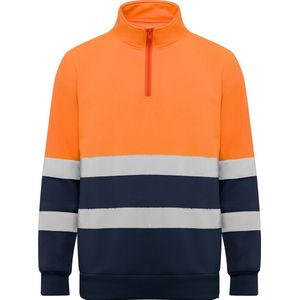 High Visisbility Fleece Shirt Navy Blauw / Fluor Oranje, met reflecterende strepen model Spica merk Roly S