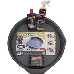 MARBER PRODUCTS - BBQ schoonmaakset Compleet : GRILL WASH + Cleaner Soap + BBQ Reiniger + Grill Sponzen(2) - voor roosters tm 48 cm