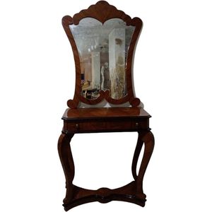 Barokstijl handgemaakt console van hout met spiegel [Baroque] [Slaapkamer] [Luxe] [Interieur] [Barok meubel]