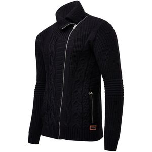 Rusty Neal - Heren Vest Kabel - Gebreid - Zwart - 13389