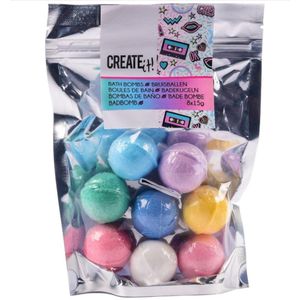 Create It Bruisballen - 8 Stuks - Bruisbal Voor In Bad - Bruisbal Voor Kinderen - 8 Bruisballen voor Meisjes - Bruisballen Met Vrolijke Kleuren - In Bad Gaan Wordt Een Feestje Met Deze Bruisballen