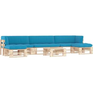 The Living Store Pallet Loungeset - Grenenhout - 110 x 65 x 55 cm - Inclusief kussens