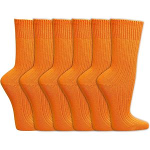 Sokken van biologisch katoen | Zonder schadelijke stoffen | Kleur: Oranje | Diverse maten | 6 paar