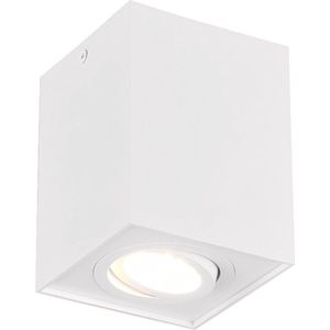 LED Plafondspot - Torna Bisqy - GU10 Fitting - 1-lichts - Vierkant - Mat Wit - Aluminium