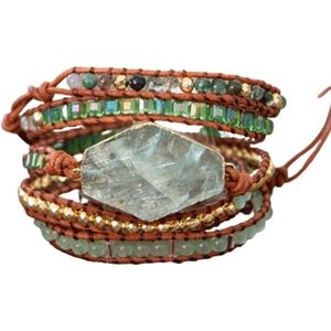 Marama - wikkelarmband Green Aventurine - dames armband - Aventurijn - 93 cm - cadeautje voor haar