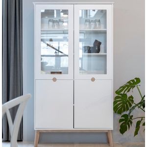 Vitrinekast Cedro 107cm 4 deuren - wit