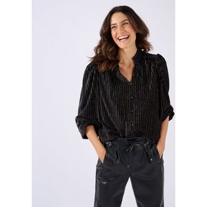 Damart - Overhemdblouse velours gestreept - Dames - Goudkleur - XS