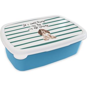 Broodtrommel Blauw - Lunchbox - Brooddoos - Quotes - Spreuken - If I can't bring my dog I'm not coming - Honden - 18x12x6 cm - Kinderen - Jongen