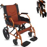 Mobiclinic Pirámide - Rolstoel - Aluminium - Doorgangsrolstoel - Lichtgewicht frame - Opklapbaar - Rem op hendels - Voetsteunen - armleuningen - Oranje - Zitting: 46 cm