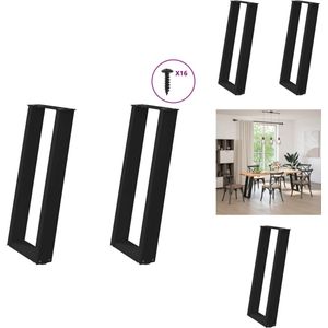vidaXL Console Tafelpoot - Console Tafelpoten - Tafelpoot - Meubel Tafelpoot - Console tafelpoten 2 st U-vormig 38x(72-73) cm staal zwart