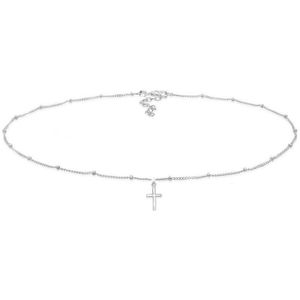 Elli Dames Halsketting Dames Choker Bol Kruis Geloof Basis in 925 Sterling Zilver