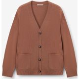 Sissy-Boy - V-hals Vest - Bruin - Lange Mouwen - Knoopsluiting