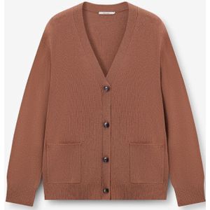 Sissy-Boy - V-hals Vest - Bruin - Lange Mouwen - Knoopsluiting