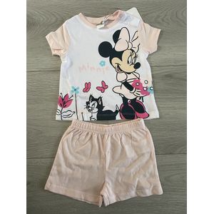 Minnie Mouse - shortama - 100% katoen - maat 74 - Zalmroze - Pyjama