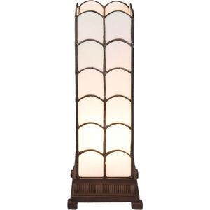 LumiLamp Tiffany Tafellamp 5LL-5929 14*14*36 cm / E14/max 1*25W - Wit Glas in lood Tiffany BureaulampTiffany Lampen