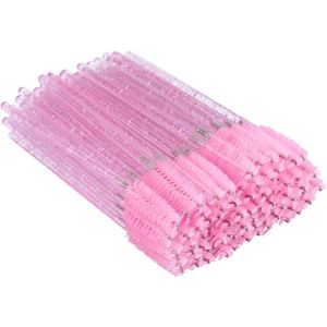200 stuks wimperborstels - kristallen mascara - borstel voor wimperverlenging - wegwerp - oogmake-up tools - roze