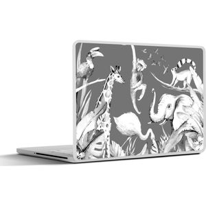 Laptop sticker - 15.6 inch - Waterverf - Dieren - Jungle - Aap - Jongens - Blauw - Kinderen - Kids - 36x27,5cm - Laptopstickers - Laptop skin - Cover