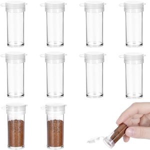 Mini Salt Shakers - Pack of 10, 6g Salt Pepper Shaker Small for Travel - Transparent Plastic with Lid, Ideal for Camping and Spices