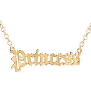 Fako Bijoux® - Ketting Met Hanger - Stainless Steel - RVS - Staal - ""Princess"" - Goudkleurig