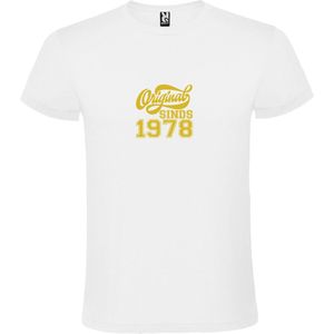 Wit T-Shirt met “Original Sinds 1978 “ Afbeelding Goud Size XS