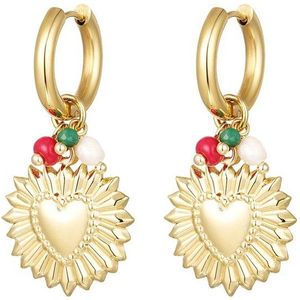 Stainless Steel - Pearl stone earrings heart shape