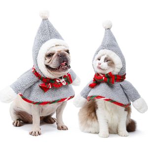 Kerstponcho Grijs voor hond of kat - one size