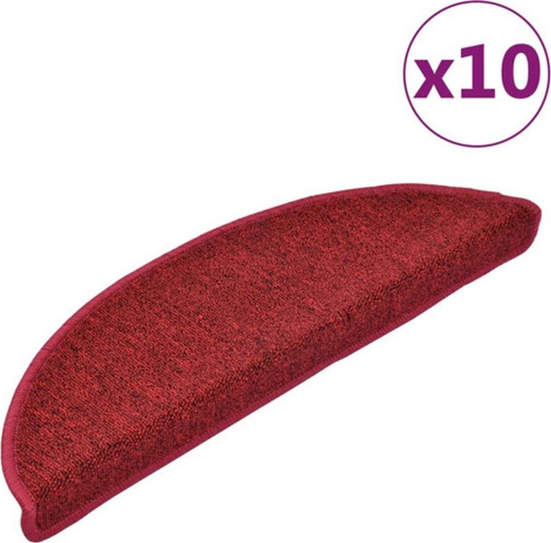 vidaXL - Trapmatten - Bordeaux - Halfrond - 10 stuks - 56x17x3 cm